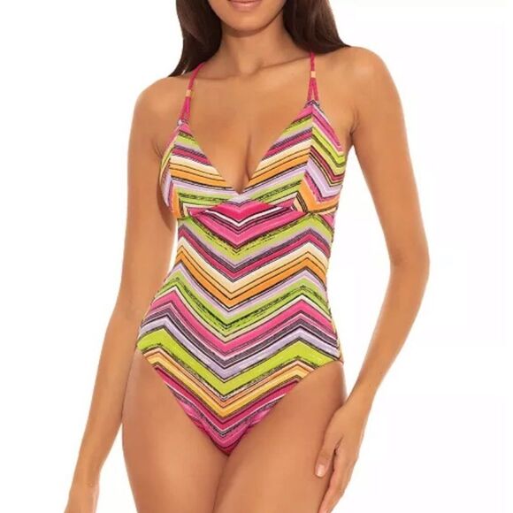 BECCA Farah Reversible Ribbed One-Piece Swimsuit! - Picture 1 of 9